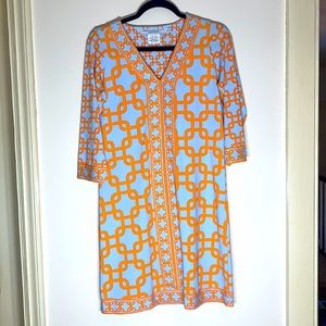 Gretchen Scott Geometric Pattern 3/4 sleeve Dress